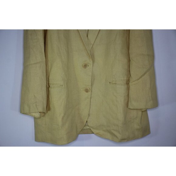 Madewell Womens XL 100% Linen Surgeon Cuff Oversized Yellow Blazer F1240 - Picture 3 of 7